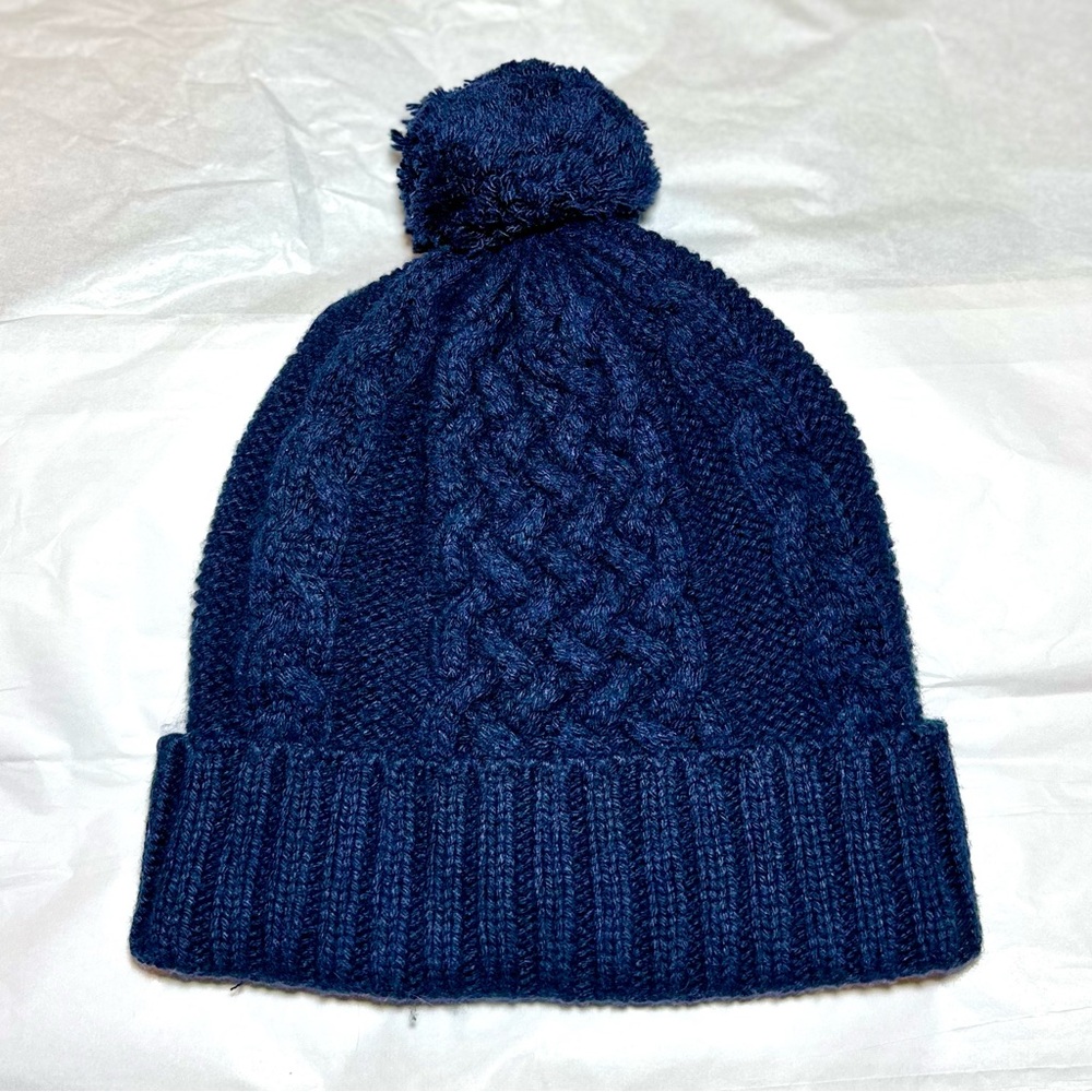 Madewell Soft Wool Blend Rare Cable Knit Pom Pom Beanie